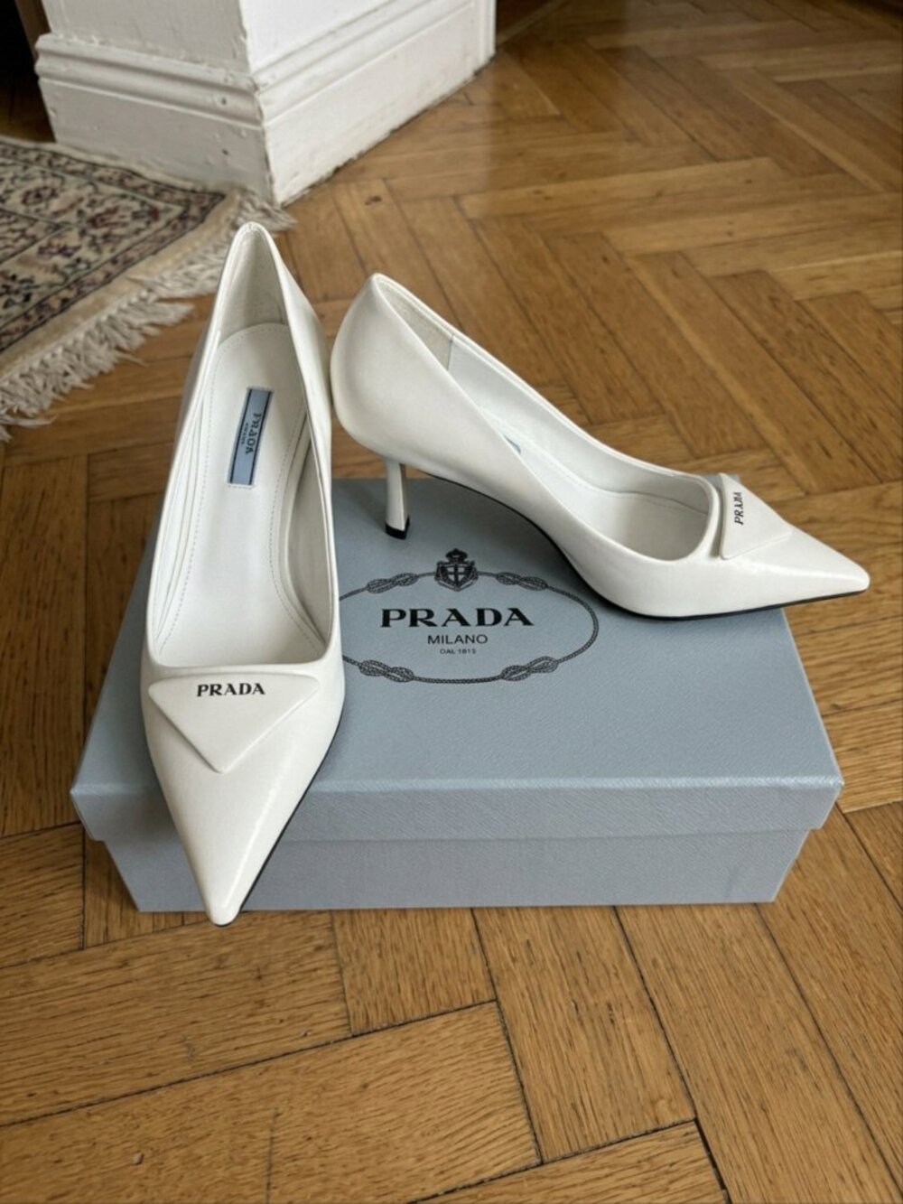 Prada Elegant White Slingback Heels